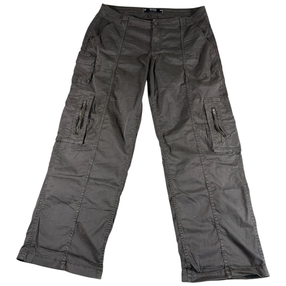 Hollister Baggy Cargo Pants Womens 12R Gray Relaxed Y2K Workwear Casual Low Rise